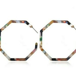 ❤️ 4/$15❤️ Multicolored Acrylic Hexagon Hoops